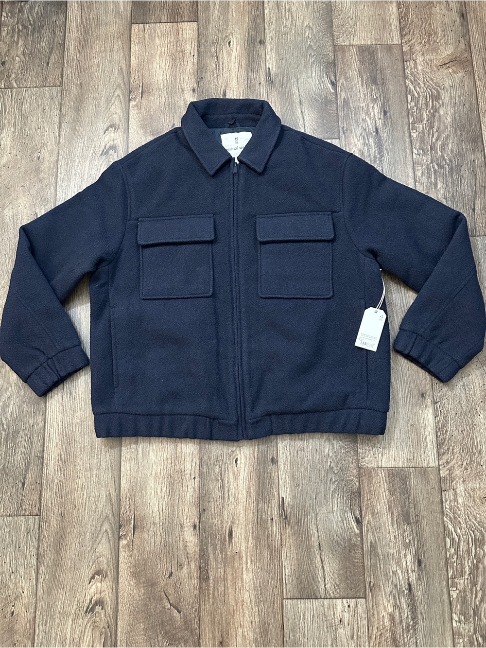 Mutual Weave Zip Up Regular Fit Shirt Jacket Bomber Men’s Size L Navy